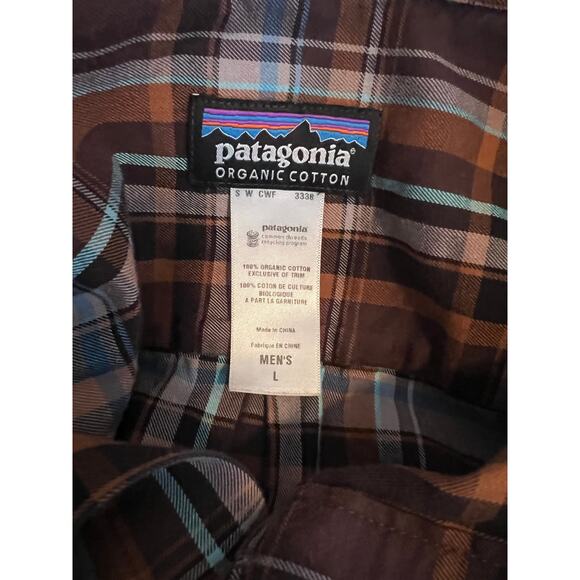 PATAGONIA M'S PIMA ORGANIC COTTON LONG SLEEVE BUTTON DOWN PLAID DRESS SHIRT - Picture 11 of 12